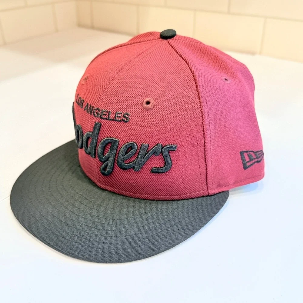 Los Angeles Dodgers New Era 59FIFTY Fitted Hat 6‎ 7/8 Maroon Black Wool MLB